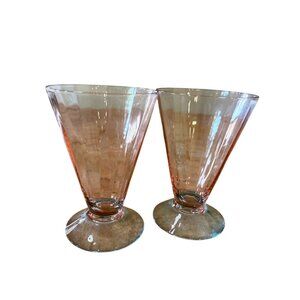 Vintage Morgantown Fondale Pink And Blue Parfait Glasses Rare 5.25” Tall